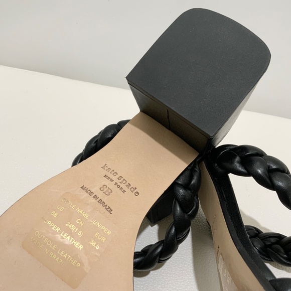 Kate Spade Juniper Black Leather Block Heel Slide Sandals Pumps Dress Shoes 8 - Picture 8 of 10
